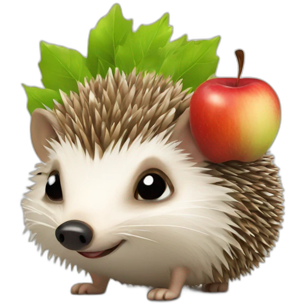 hedgehog with an apple emoji