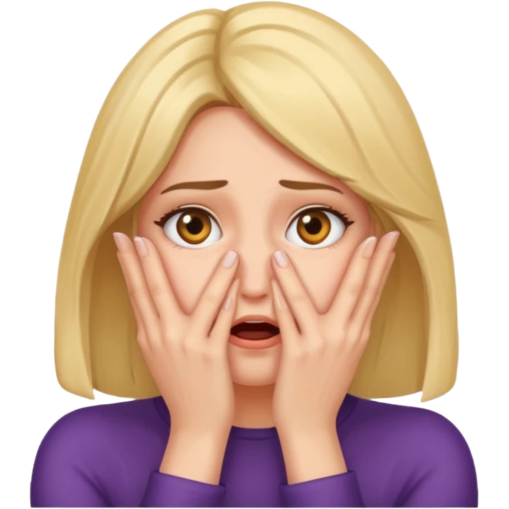 Scared woman with hands covering face but peeking through  emoji