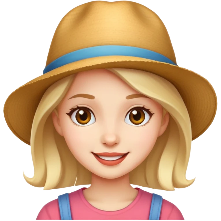 girl with a hat, cheerful expression emoji
