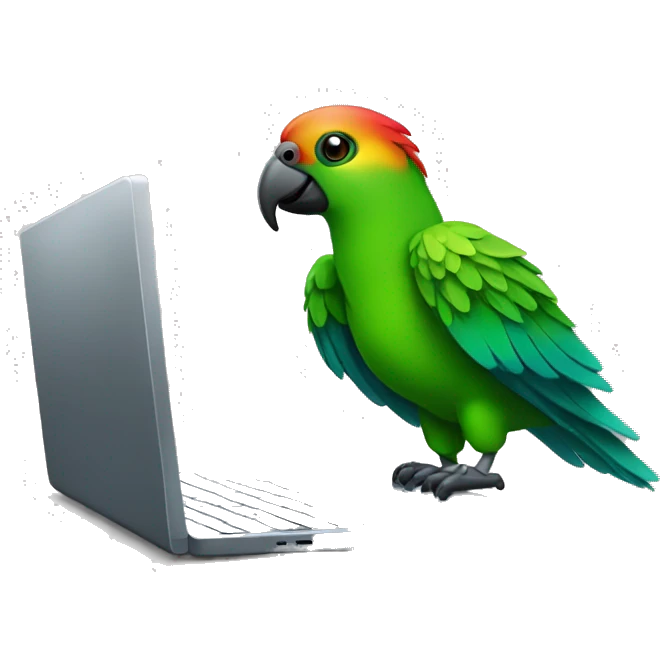hacker parrot with laptop emoji