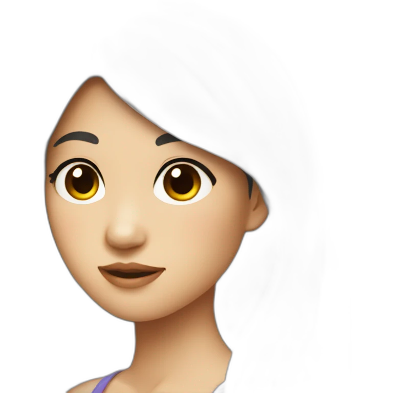 Asian girl dark hair and parrot  emoji