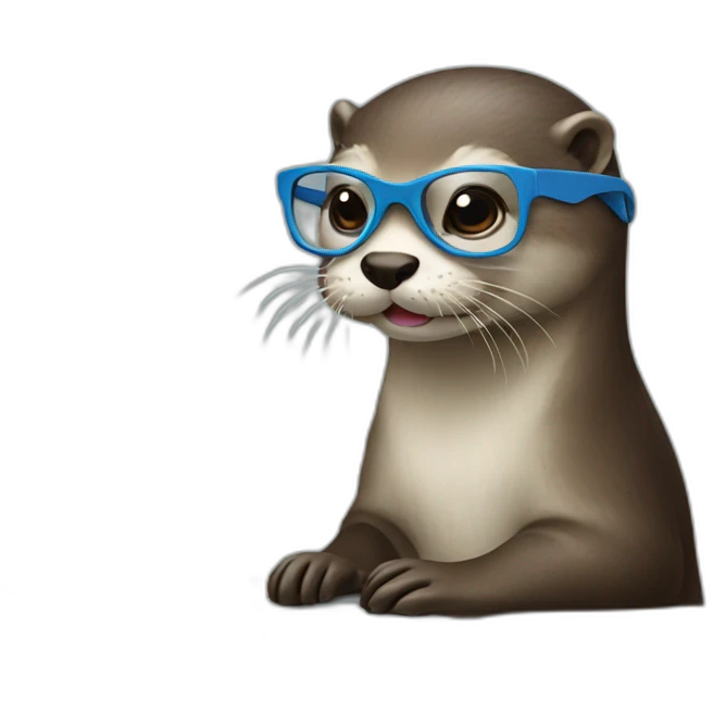 female vet otter with glasses use a macbook emoji