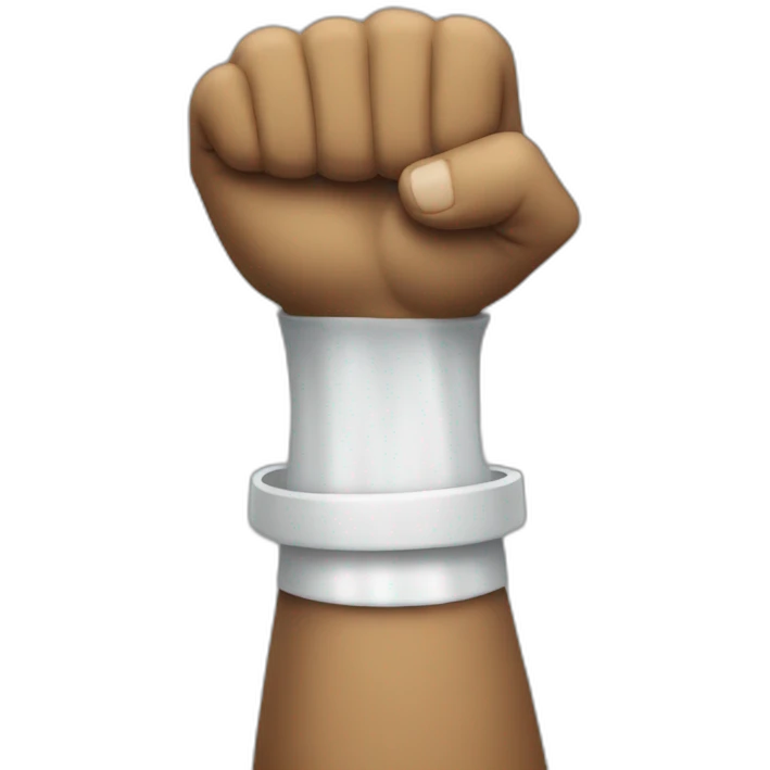 raising a clenched fist upward with smile emoji