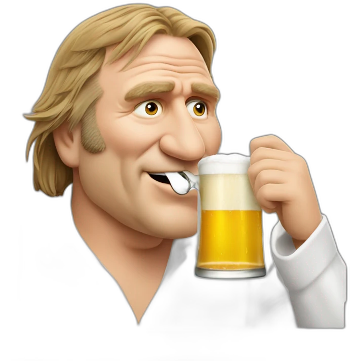 Gérard Depardieu drinking beer emoji