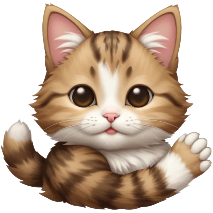 dark brown tabby and white kitten upside down with eyes closed emoji