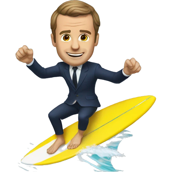 Macron faisant du surf emoji