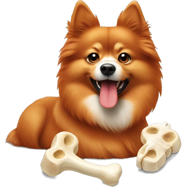 red spitz chews a bone emoji