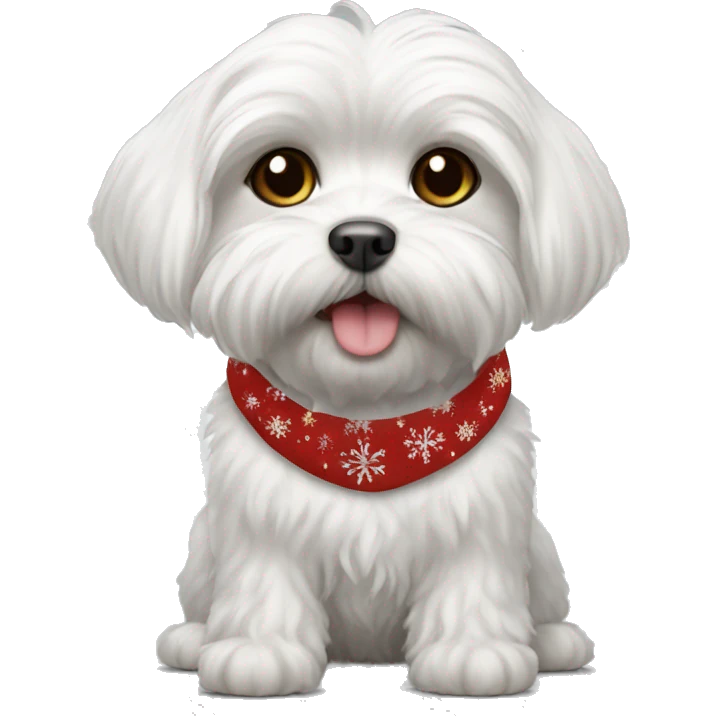 Maltese dog with Christmas shirt  emoji