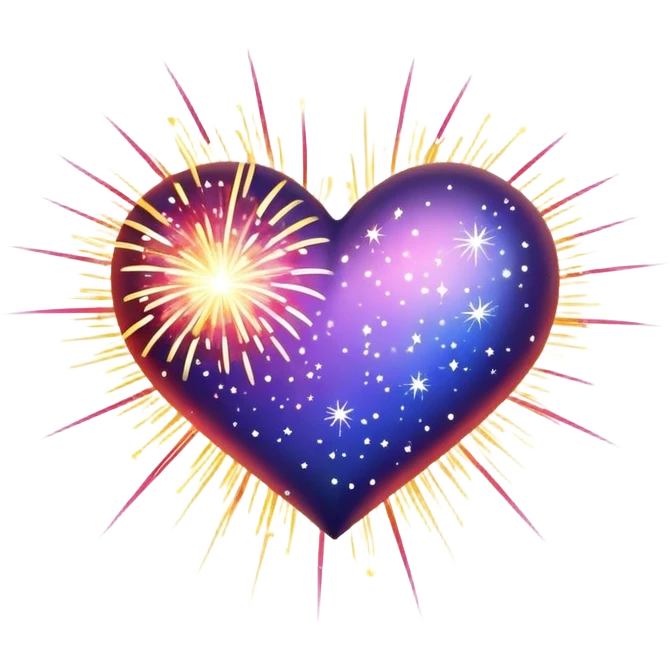 a heart with firework sparkles emoji