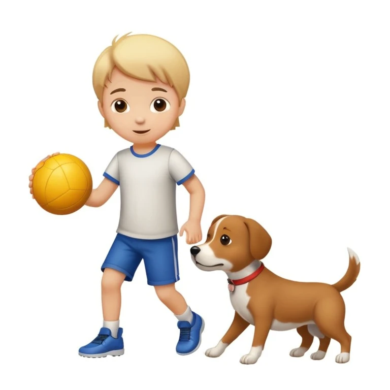 kid and dog playing with ball emoji