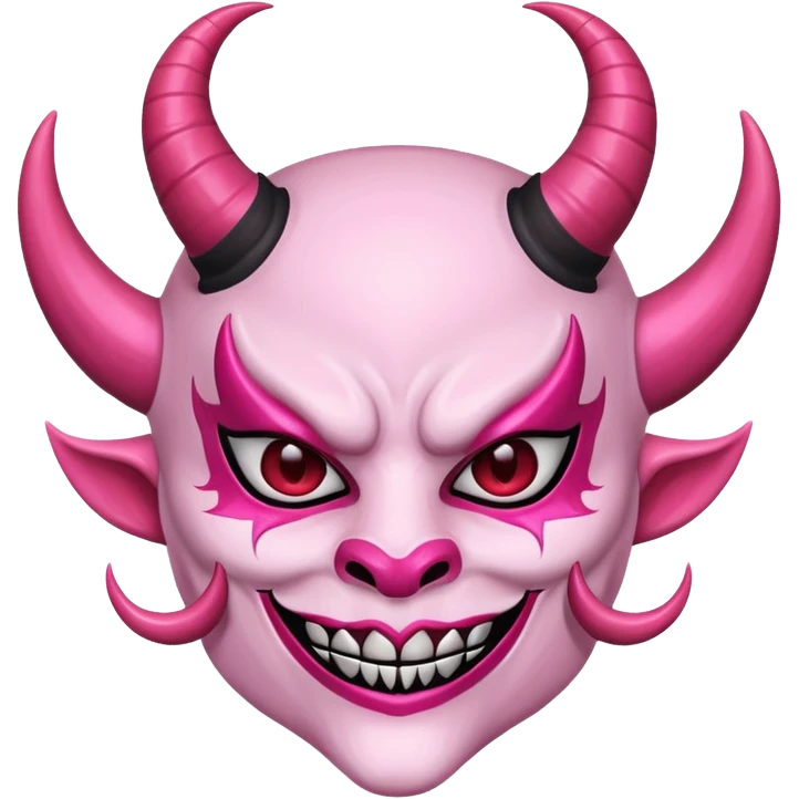 A pink girly oni mask with devil horns  emoji