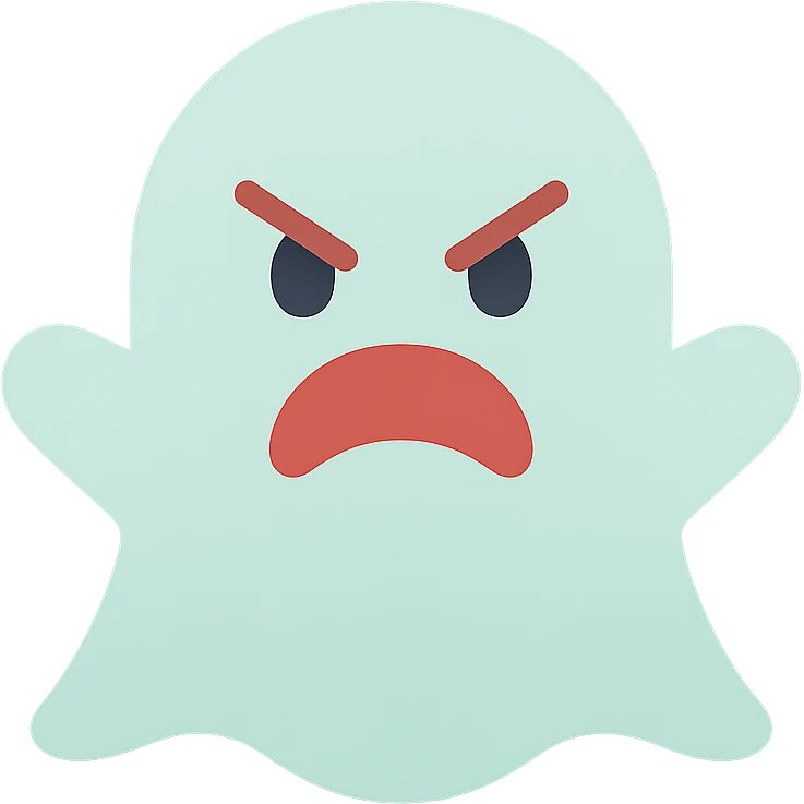 angry Casper ghost in colorful style emoji