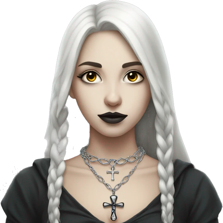 Pale gothic girl wearning a silver ankh necklace emoji