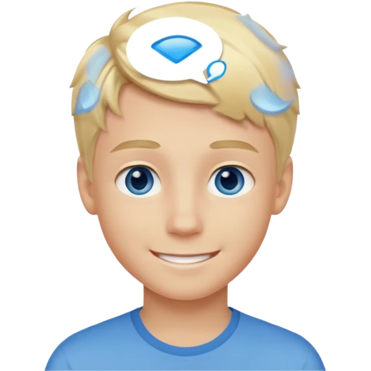Hazme un chico rubio con ojos azules pero como adolecente emoji
