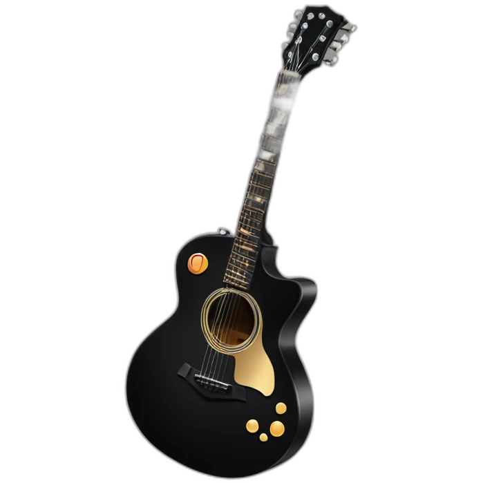 Taylor Swift with blue eyes and a black guitar emoji