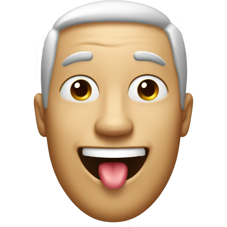a smiling man with his tongue out looking happy and thirsty emoji