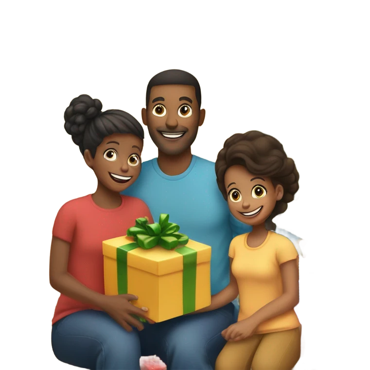 Family around christmas tree emoji