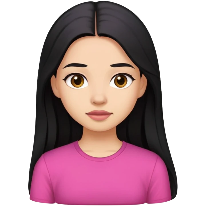 The girl with black long hair wearing dark pink shirt emoji