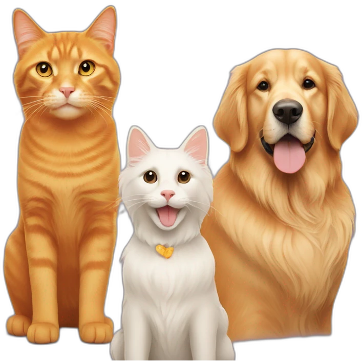 orange cat and two golden retrievers emoji