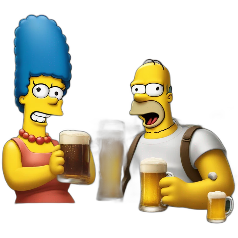 koba la d et Homer Simpson boivent un biere emoji