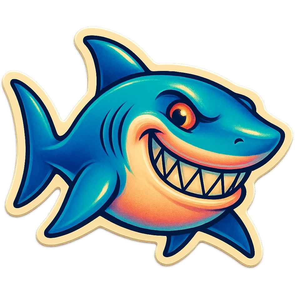 A SHARK WITH A GRIN emoji