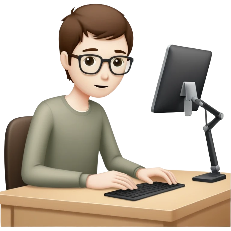 stick man working on the table with computer emoji