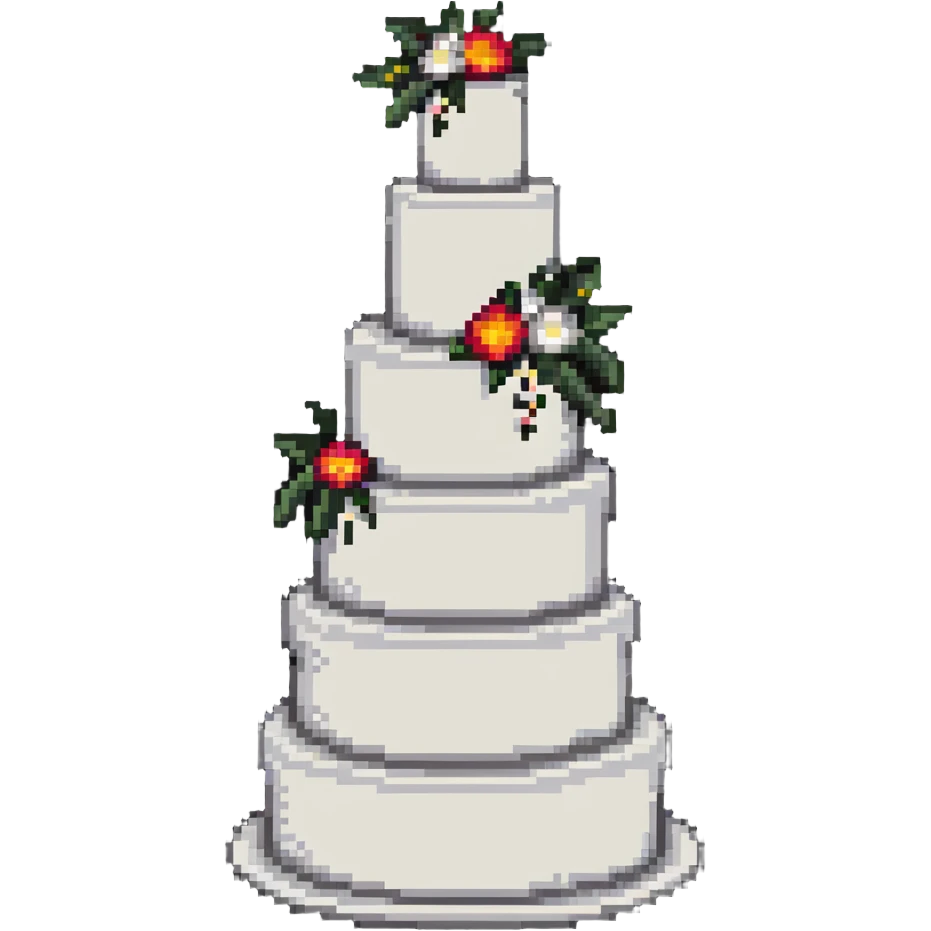 Whole wedding cake with multiple tiers and decorations emoji