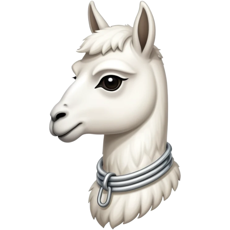 white llama with a long steel resilient coil around the neck emoji