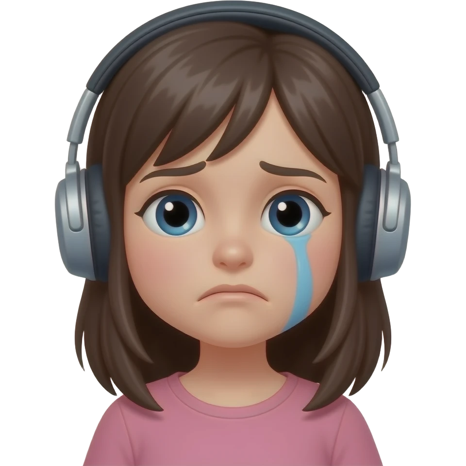 upset girl with headphones emoji