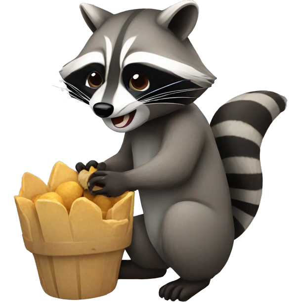 A raccoon eating emoji
