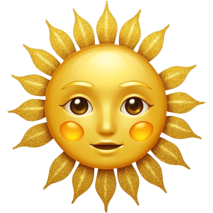 sun in 2d golden glitter in colour without face emoji