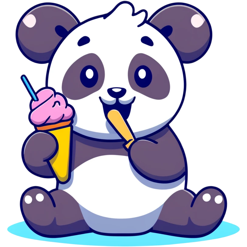 Panda eating ice cream emoji