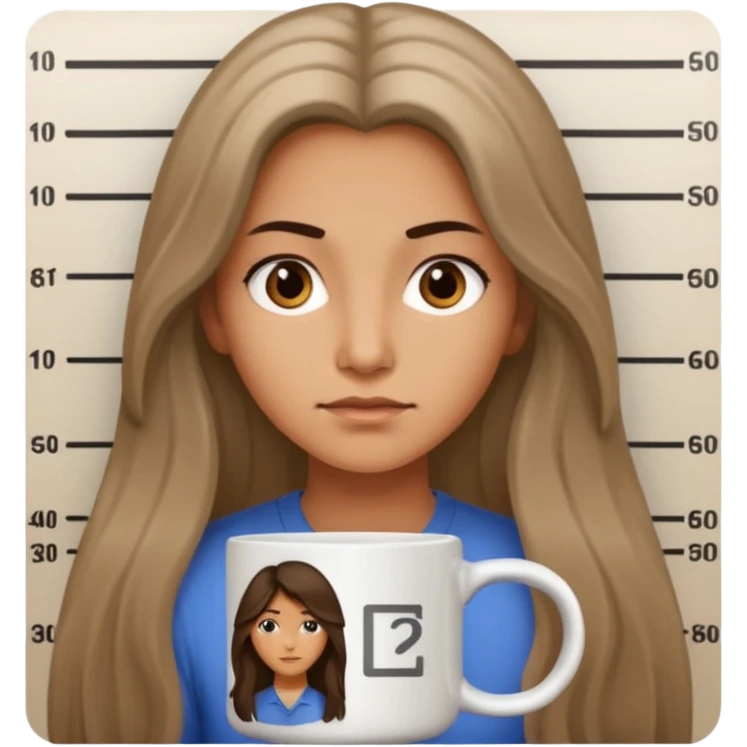 Long haired Woman on a mug shot emoji