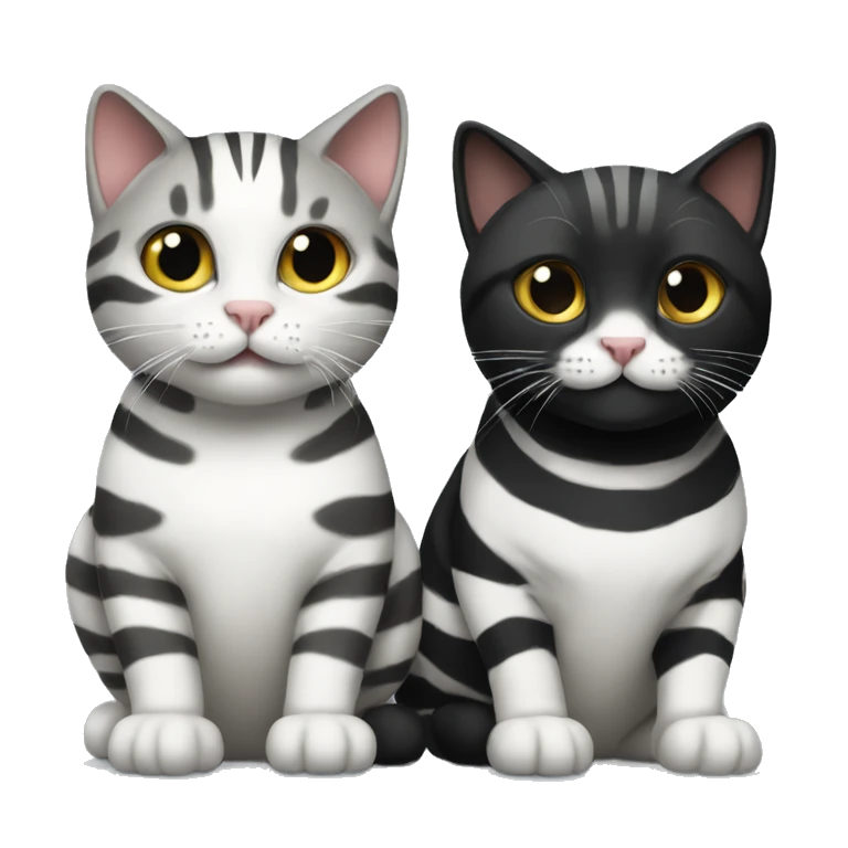 Two cats, one striped, the other black and white emoji