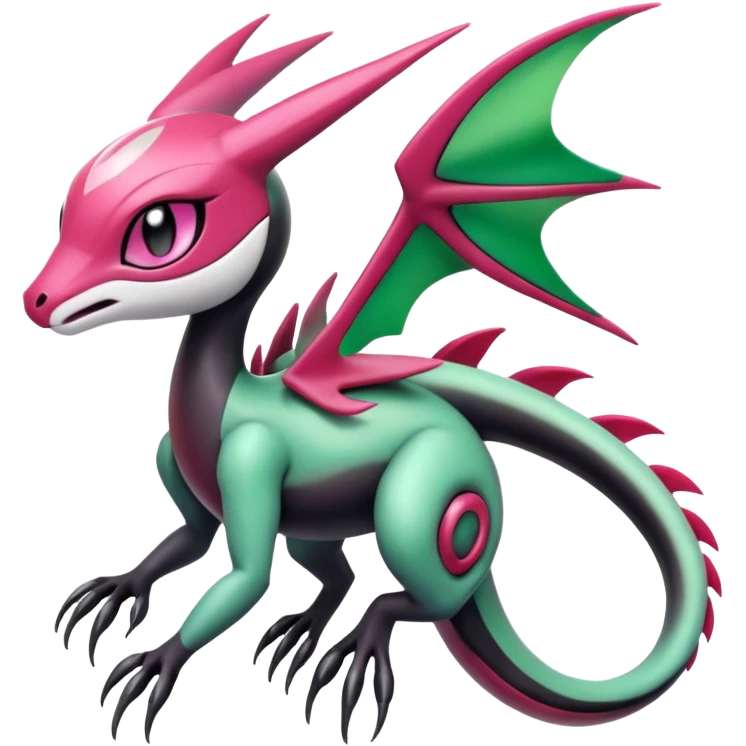 Magenta-black-white-gradients Meloetta-Rayquaza-Flygon-Gorebyss-Salandit-Pokémon-Fakémon-creature-fusion-hybrid emoji