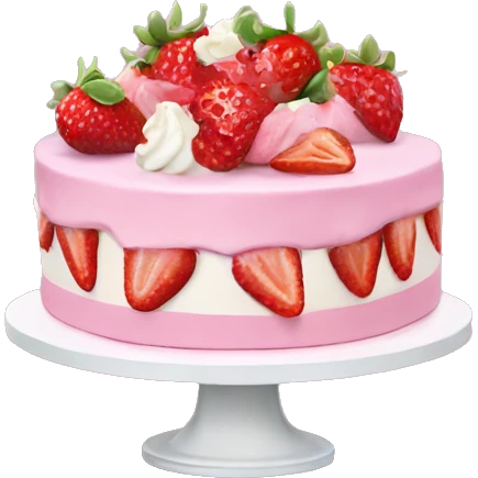 Pink strawberries and cream birthday cake  emoji