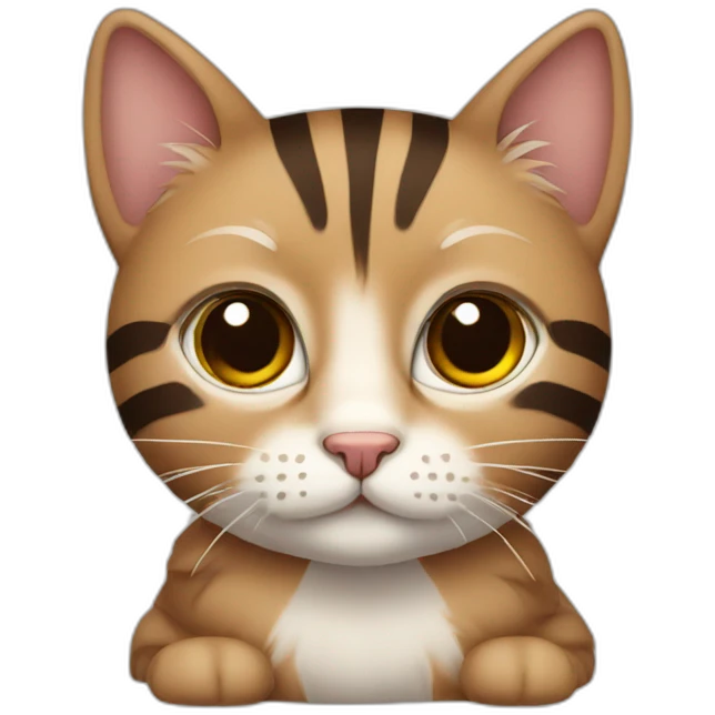 a sitting cute cat with brown stripes emoji