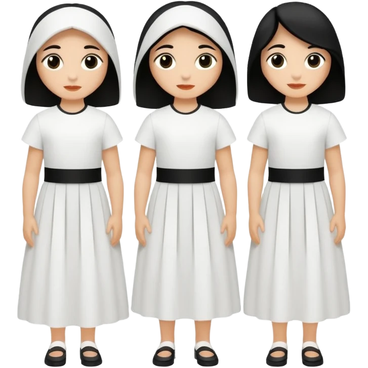 vull un perosnatge estil bimoji que sigui com una nimfa bella i fantasmal amb túniques blanques. Té la pell literalments blanca com el guix, cabell platejat, un nas llarg, ulls negres grans i llavis carmesí. que estigui somrient sense arrecades i roba vermella i blanca emoji