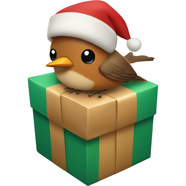 Robin with light brown skin wrapping Christmas present emoji