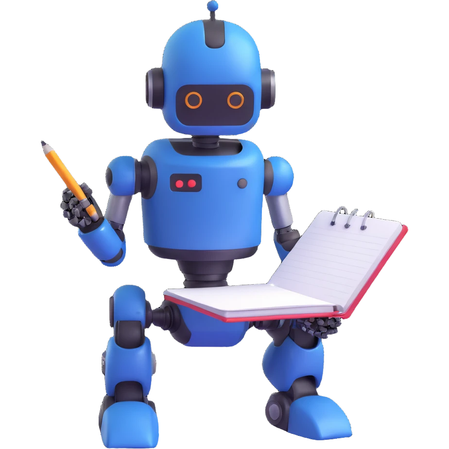 robot writing in a notebook emoji