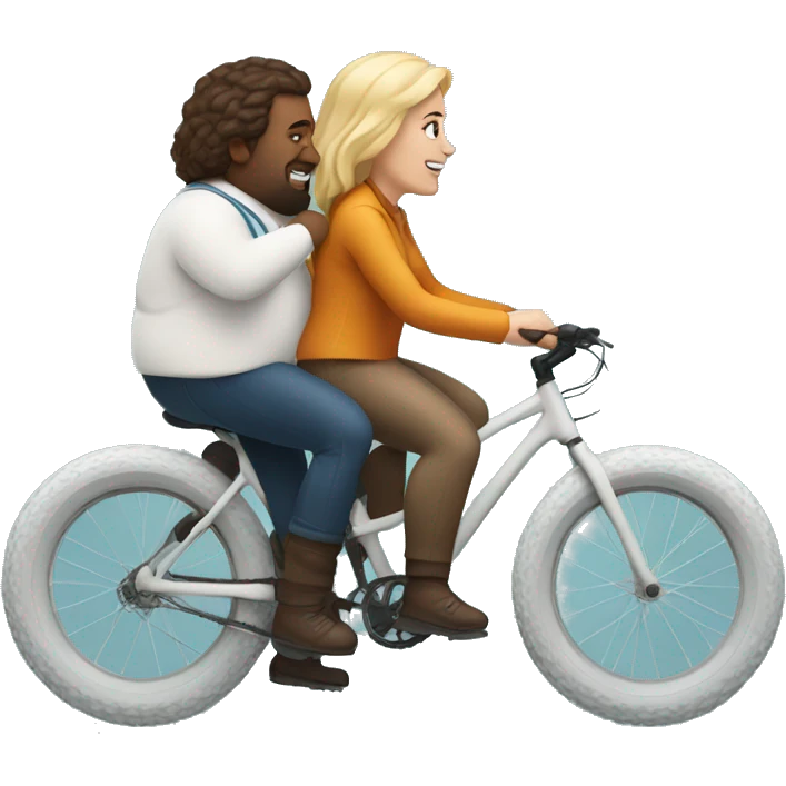 white guy and white woman riding on a fat bike emoji