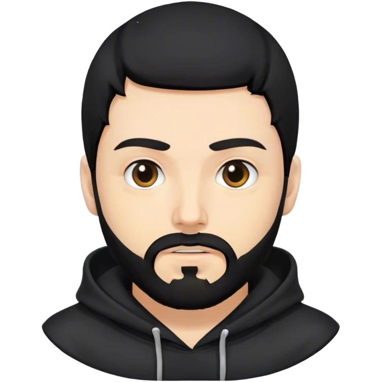 hackeur blanc cheveux noir barbe et capuche noir emoji
