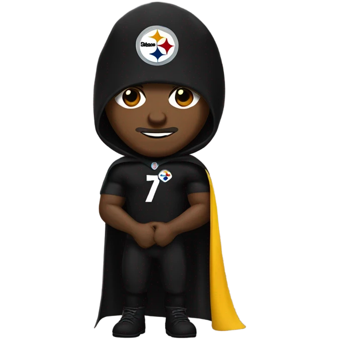 Pittsburgh Steelers player in uniform with black cape. emoji