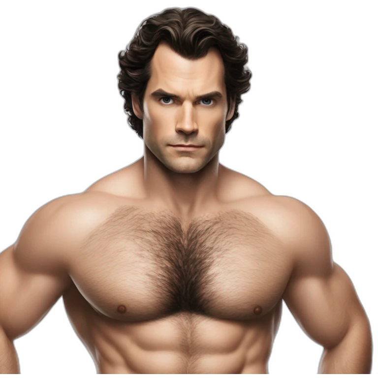 Henry Cavil hairy whole body men's health cover emoji