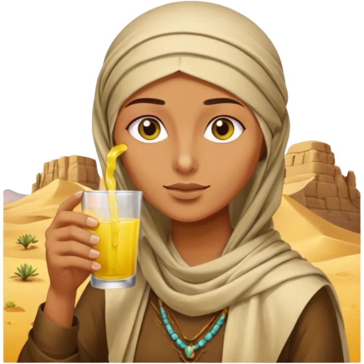 Ein Kamel welches ein Glass mit gelber Flüssigkeit trinkt üssigkei trinkt emoji