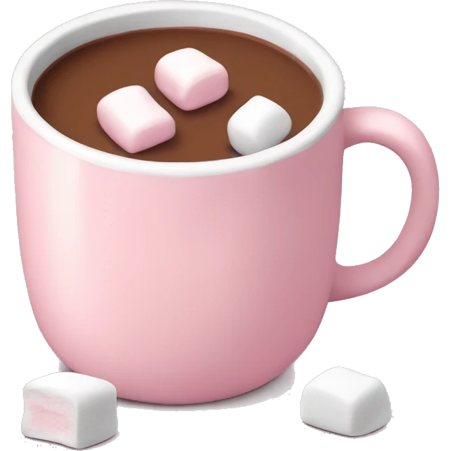 Light Pink mug of hot chocolate with marshmallows  emoji