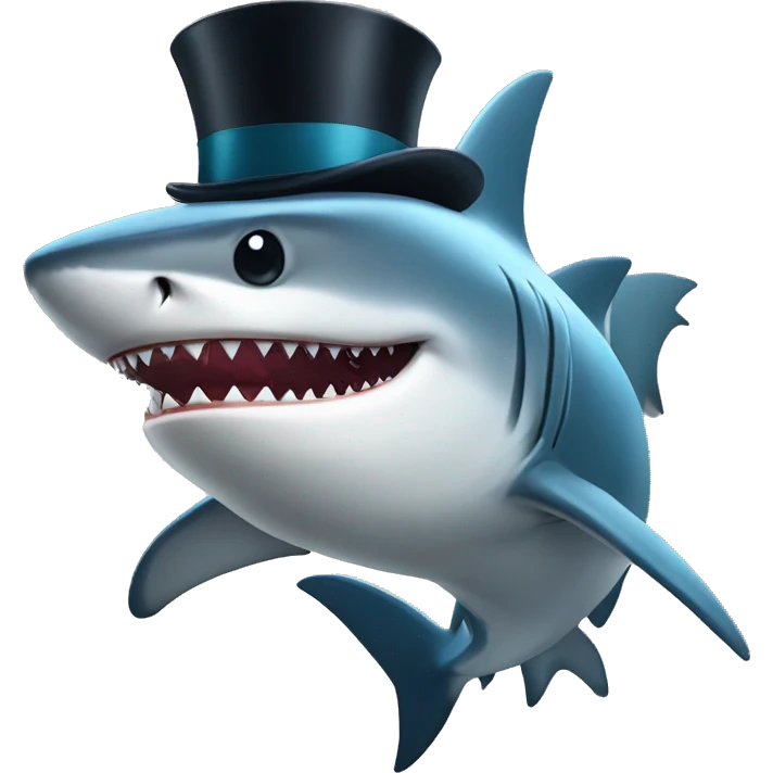 Shark with a top hat emoji