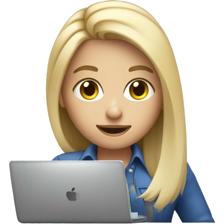 SOCIAL MEDIA MANGER,  A GIRL WITH BLONDE HAIR HOLDING LAPTOP AND A PHONE emoji