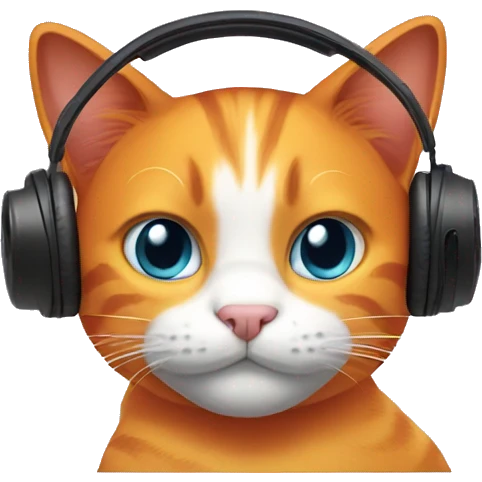 orange cat with gaming headphones emoji
