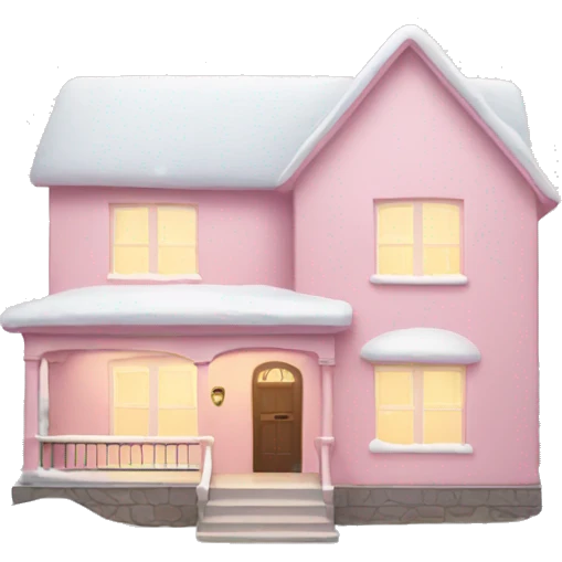Light pink house with snow emoji